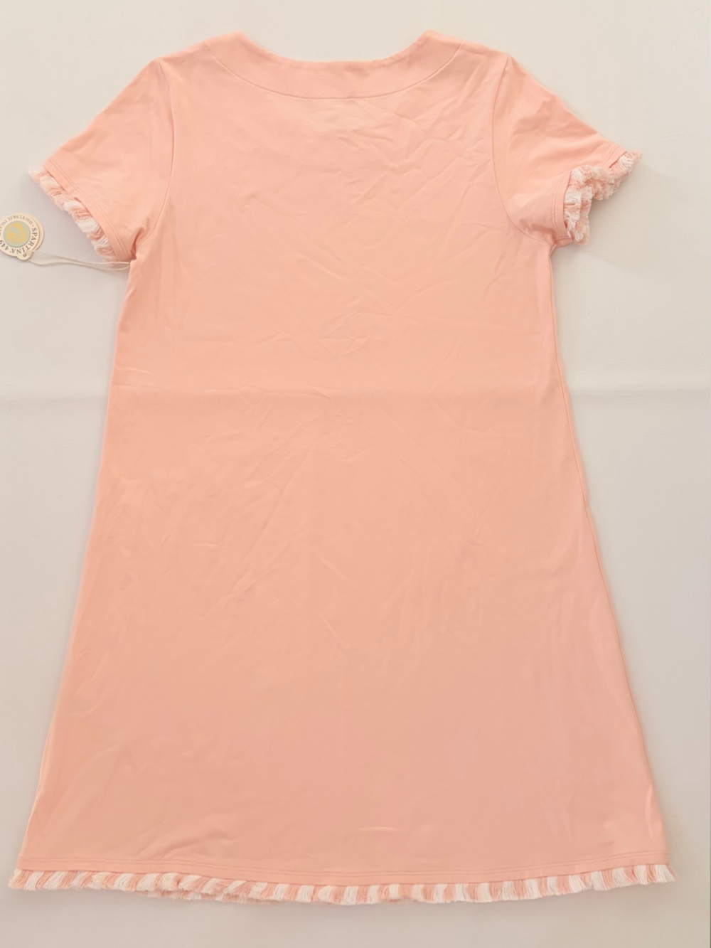 Spartina 449 Dress Island Fringe Dress Women’s Short Sleeve Pale Blush Large - Picture 7 of 15